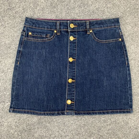 Kate Spade Mini Skirt Girls 14 Blue The Rules Medium Wash Denim Button Up Pocket - Picture 2 of 12